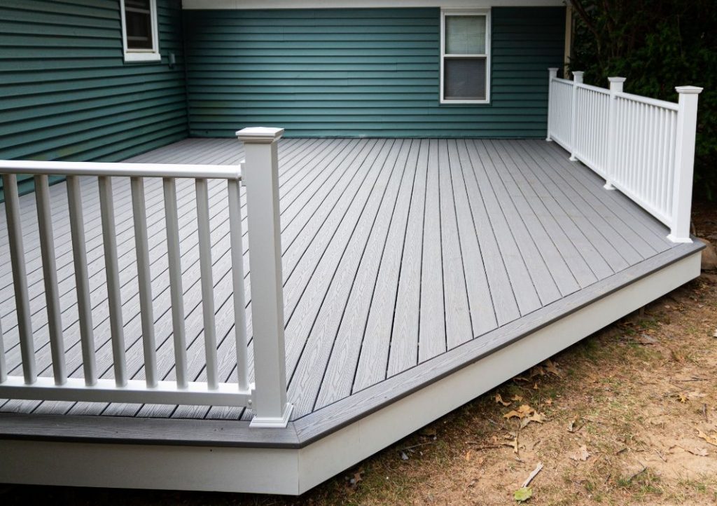Gray composite decking material