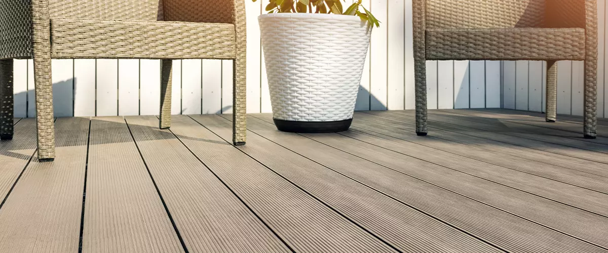 furnished outdoor terrace with wpc wood plastic composite decking boards