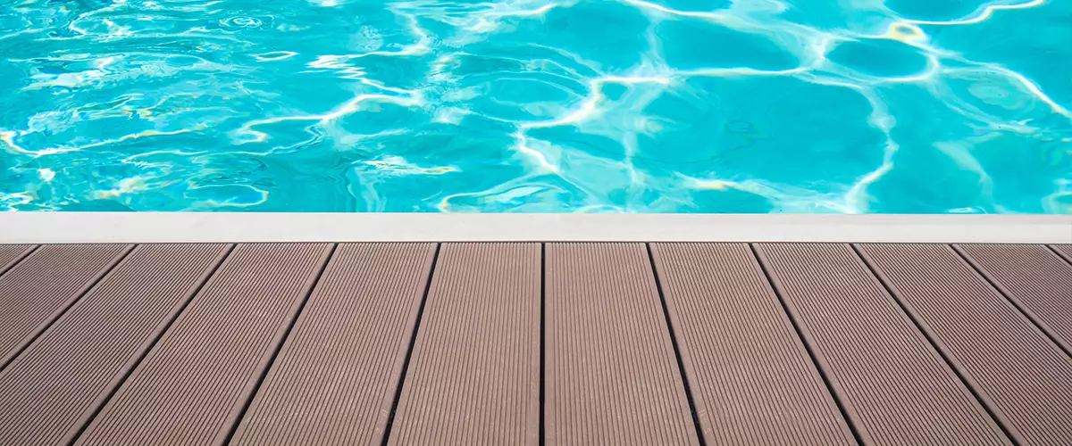 PVC deck, swimming pool with clean water, outdoor floor